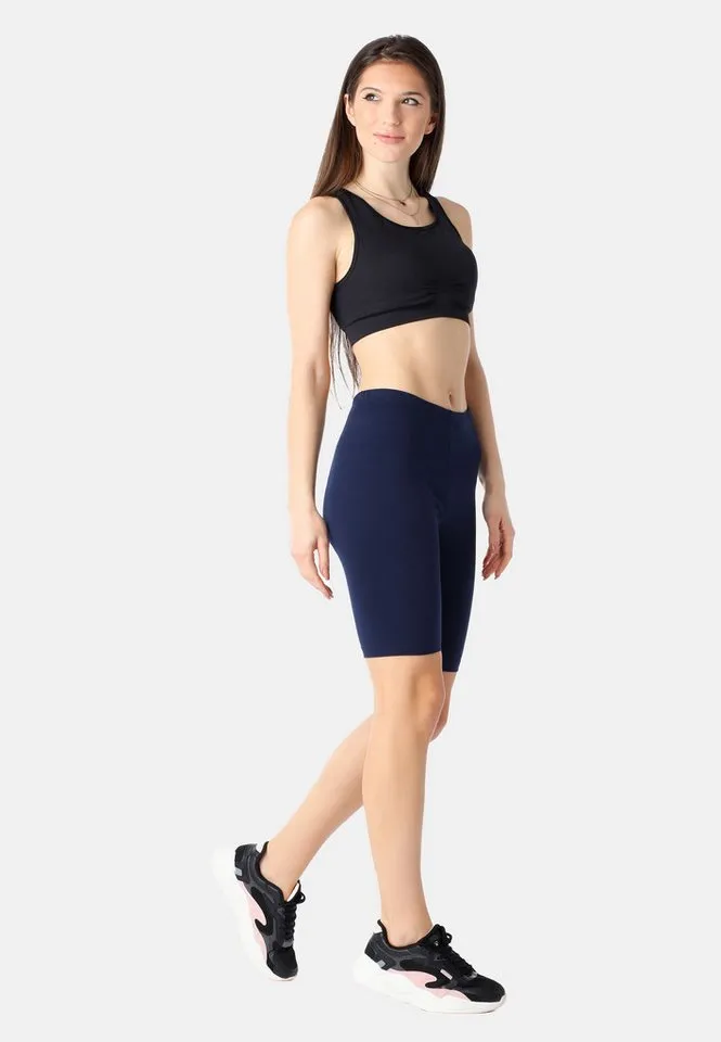 Bellivalini Leggings Damen Kurze Leggings aus Bio-Baumwolle BLV50-185 (1-tlg) elastischer Bund, Blau, – Produktbild 1 von 5