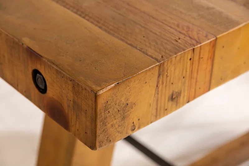 riess-ambiente Esstisch FINCA 165cm vintage braun - recyceltes Pinienholz, Bohlenoptik, FSC, Industrial Design mit Querstrebe – ideal für bis zu 6 Personen, Braun, – Produktbild 4 von 5