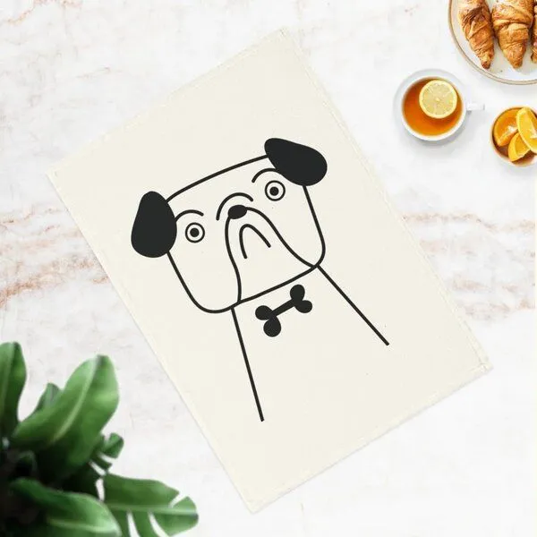 PepMelon Bulldog Hund Geschirrtuch, 50 x 70 cm, Bio-Baumwolle – Produktbild 3 von 4