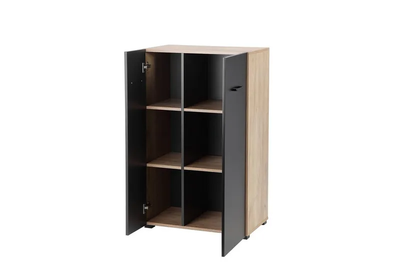 Places of Style Aktenschrank Moid, Mehrzweckschrank, moderne Kommode mit viel Stauraum, Maße 64,5 x 41,5 x 106 cm, Schwarz, – Produktbild 5 von 5