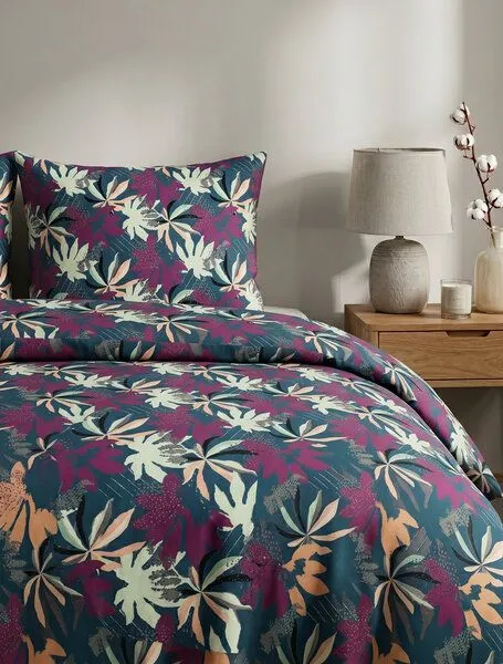 Nature by Adam Nature by Adam Bettwäsche 2tlg aus 100% Bio-Baumwolle - Made in Germany - Jungle, Lila-blau, – Produktbild 1 von 4