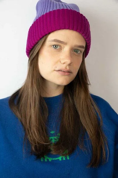 Strickmütze aus Merinowolle, abstehend Unisex Kiwistories, Flieder, – Produktbild 1 von 4