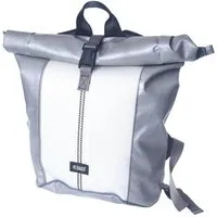 Rebago Rebago Rucksack George aus recycelter LKW-Plane und Feuerwehrschlauch, Weiss-grau, – Produktbild 1 von 1