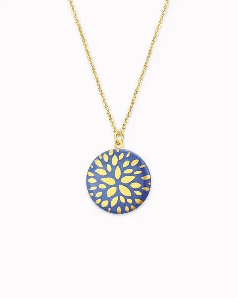 lille mus lille mus Halskette mit Porzellananhänger Blumenstern, Blau, – Produktbild 1 von 2