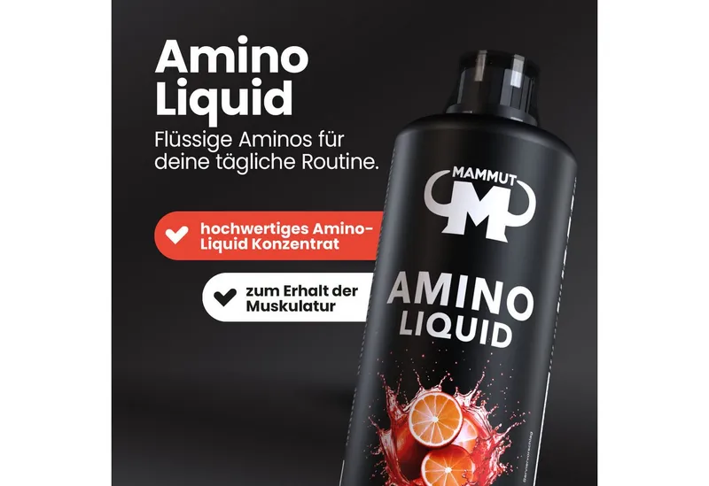 Mammut Nutrition Mammut Nutrition Amino Liquid 1000 ml Blutorange – Produktbild 4 von 5