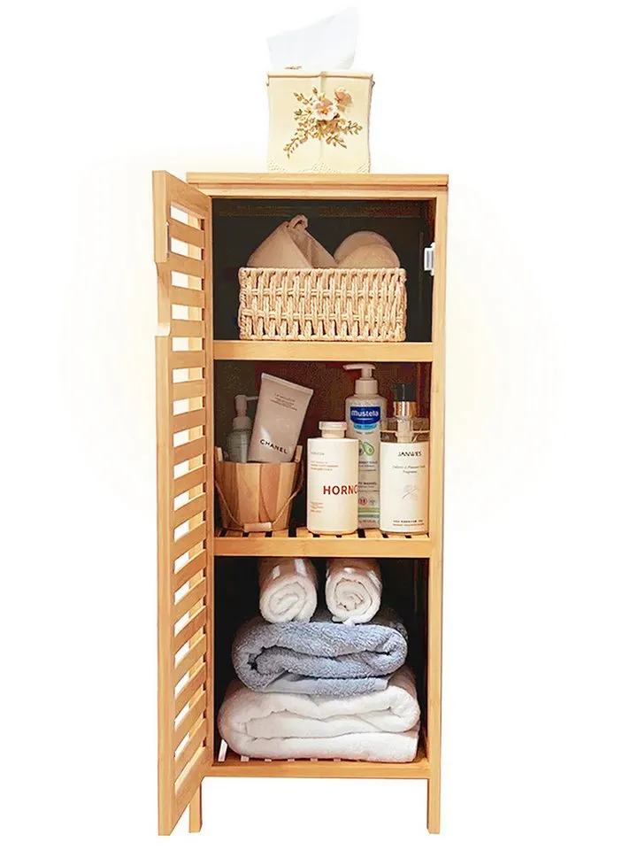 WAOHO Badkommode Badezimmerschränke aus Bambus,Badkommode,Küchenschrank,Sideboard – Produktbild 2 von 8
