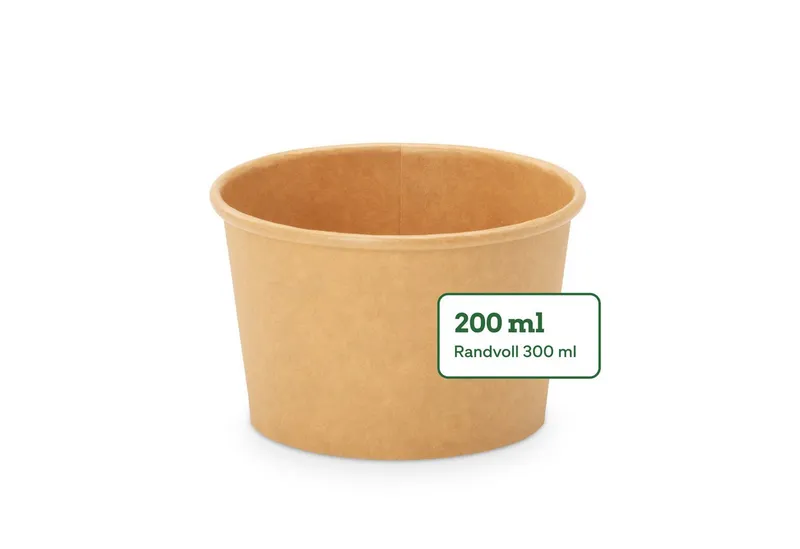 wisefood Einweggeschirr-Set 50-tlg., Bio-Take-Away-Becher, 200 ml, (50-tlg), Papier, Braun, – Produktbild 3 von 5