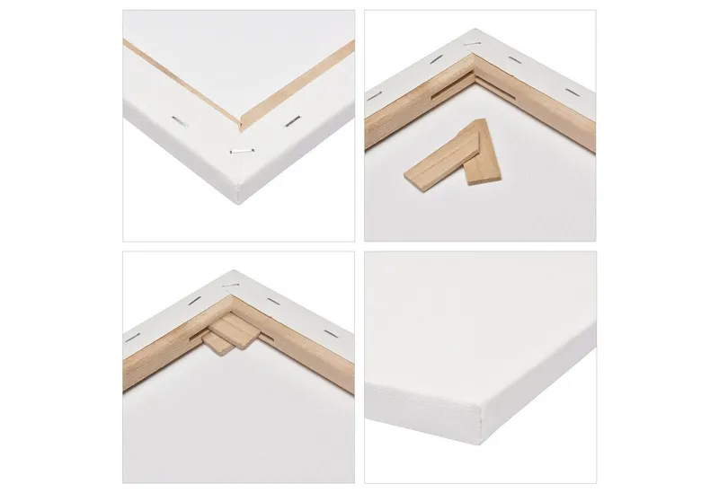 Artina Keilrahmen Premium Leinwand, 30x40cm, Weiß, 3er Set, FSC, 100% Baumwolle, Canvas, Vorgrundiert, 380 g/m² schwere Maltuch besteht zu 100 % aus Baumwolle, Weiß, – Produktbild 3 von 5