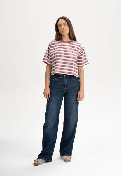 MELA MELA Cropped T-Shirt Style DESNA Stripes, Marmelade gestreift, – Produktbild 3 von 4