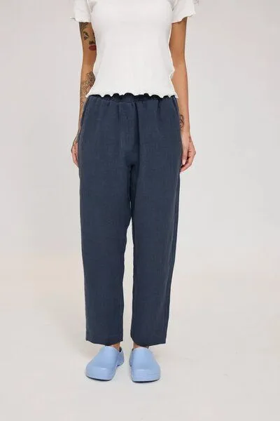Mazine Mazine Hose - Straight Leg Linen Pants - aus 100% Leinen, Ink blue (blau), – Produktbild 1 von 4