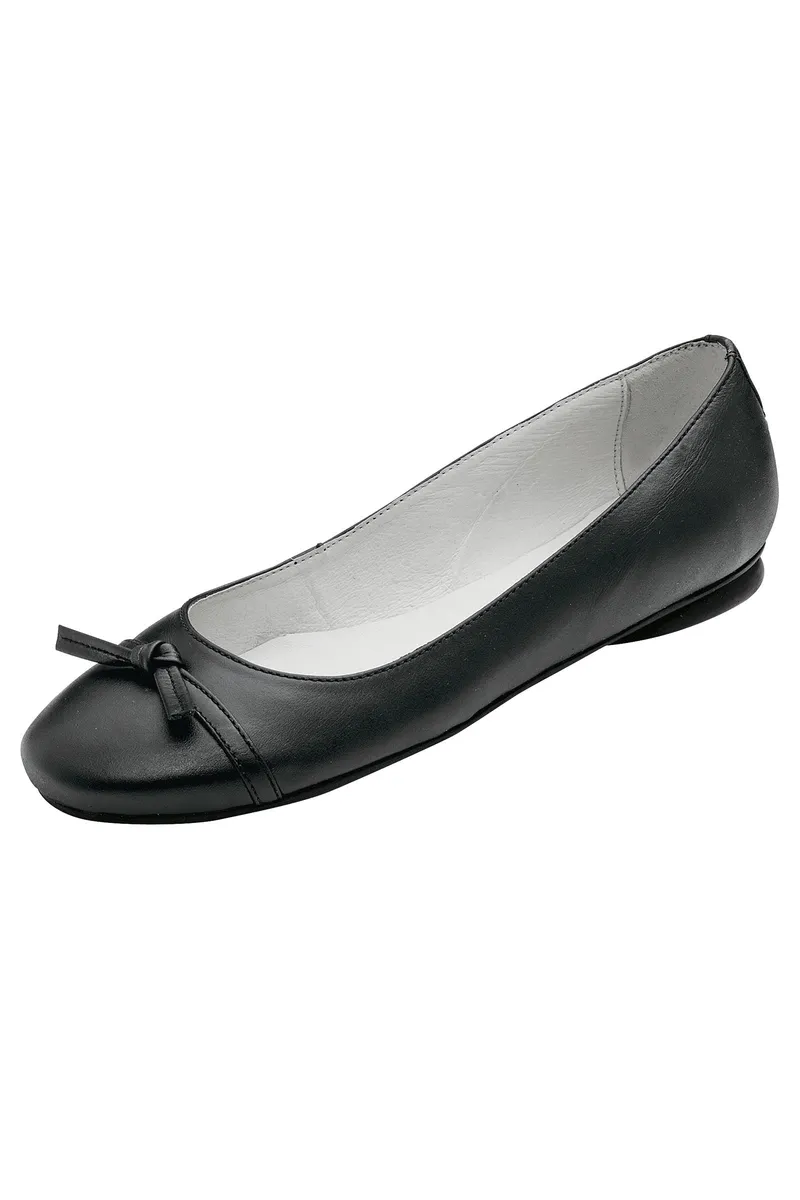 BERUFSBEKLEIDUNG Ballerina aus Leder, schwarz, Zierschleife - Berufsbekleidung.de, Schwarz, – Produktbild 1 von 1