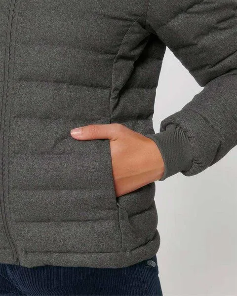 YTWOO YTWOO Nachhaltige Damen Jacke im Woll-Look, gefüttert, komplett recycelt, Steppjacke, Metallgrau, – Produktbild 2 von 4
