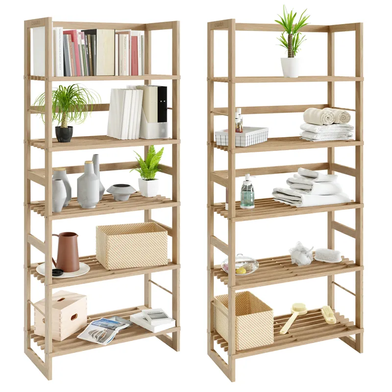 Casaria® Standregal Öland 2er-Set 136x58x27cm, Braun, – Produktbild 1 von 2