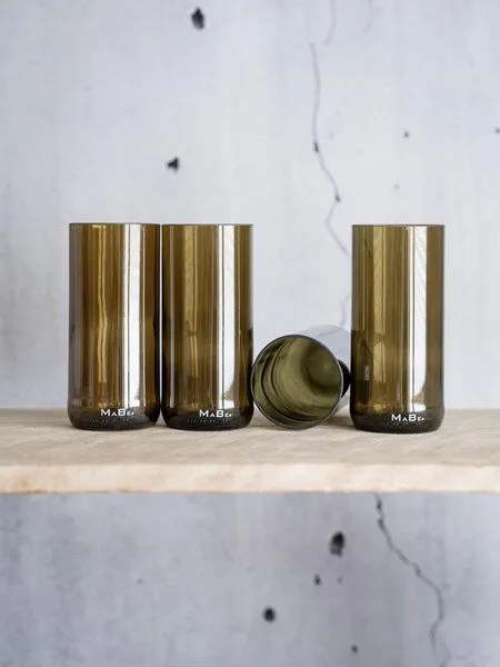MaBe MaBe Glas 400 ml - gefertigt aus der Weinflasche - Zukunftstrend UPCYCLING, Oliv, – Produktbild 2 von 4