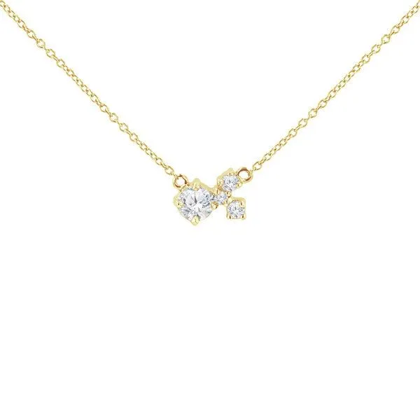 Eppi Eppi Silberne Cluster Kette mit Moissanit und Lab Grown Diamanten Millie, Gelb, – Produktbild 1 von 3