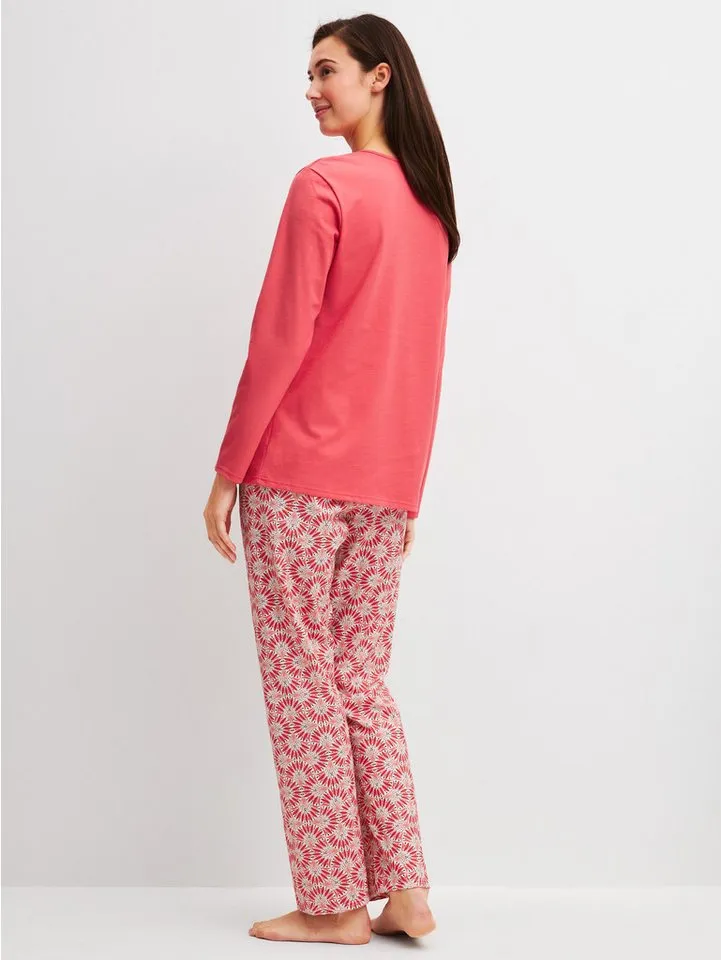 CALIDA CALIDA Pyjama Cotton Special Damen (2 tlg) lang, weich und komfortabel, Rot, – Produktbild 4 von 4