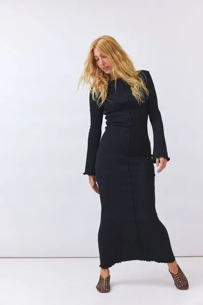 Baìge the Label Baìge the Label Bastienne - Langes Kleid mit Ziernaht, Schwarz, – Produktbild 4 von 4