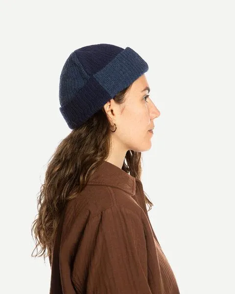 MATONA Matona Fischermütze | Fisherman Beanie | aus Wolle und Baumwolle | GOTS-zertifiziert, Blue melange - navy, – Produktbild 2 von 4