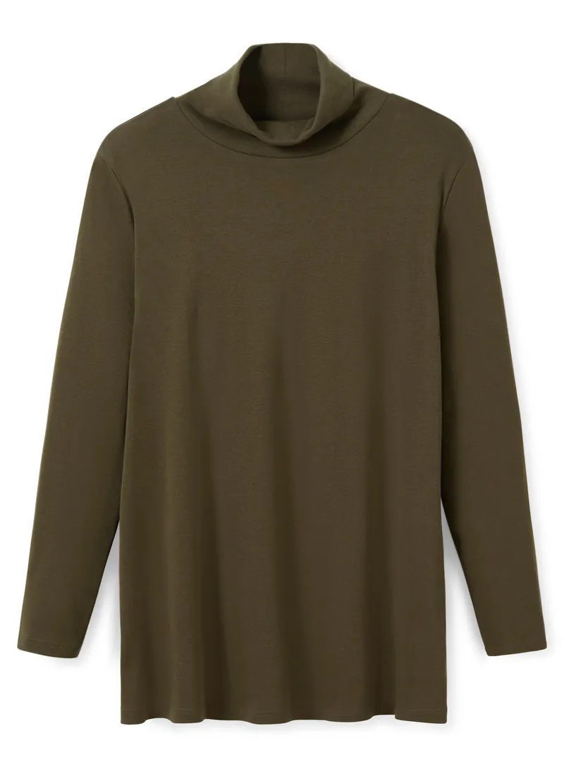sheego Rollkragenshirt dunkelkhaki, Dunkelkhaki, – Produktbild 1 von 2