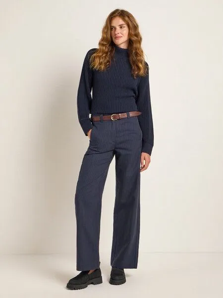 LANIUS LANIUS Nadelstreifen Marlenehose aus Bio-Baumwolle, Leinen und TENCEL, Midnight/ginger, – Produktbild 2 von 4