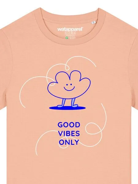watapparel watapparel T-Shirt Frauen Good vibes only, Fraiche peche, – Produktbild 3 von 4