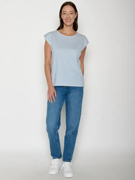 GreenBomb GREENBOMB Basic Timid - Lässiges Shirt aus Bio-Baumwolle / GOTS / Fair & Vegan, Blau (glacier stripes), – Produktbild 3 von 4