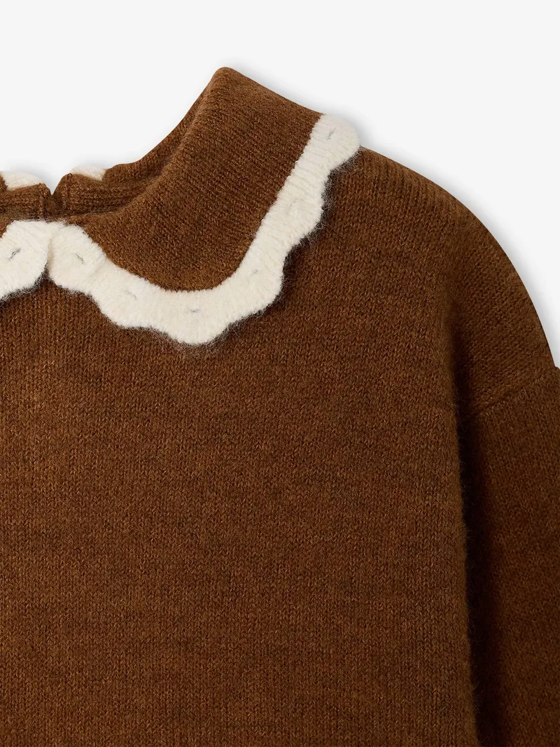 Vertbaudet Vertbaudet Pullover mit Bubikragen Baby, Braun, – Produktbild 2 von 3