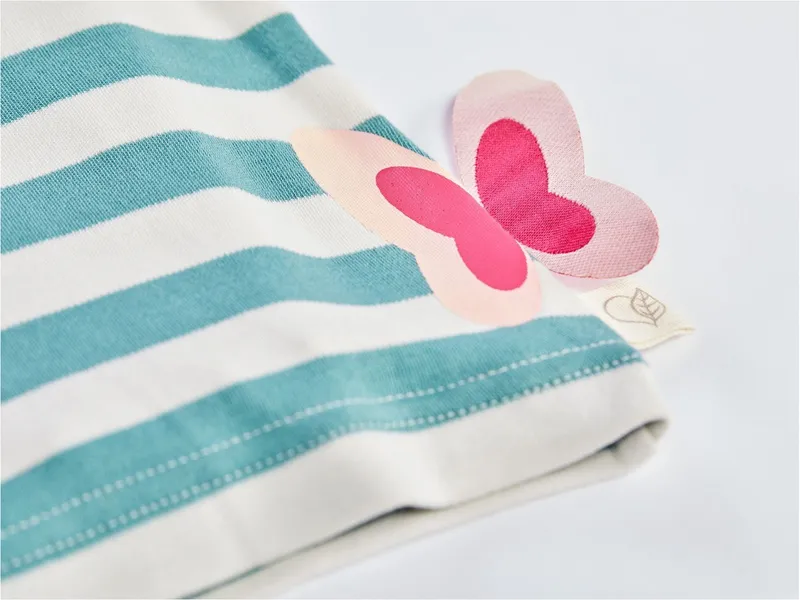 HANS NATUR Kinder T-Shirt Bio-Baumwolle grün-off white Gr.98/104, Grün, mehrfarbig, – Produktbild 2 von 2