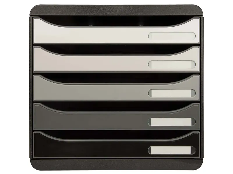 Exacompta Exacompta Schubladenbox "Shades of grey", DIN A4+, 5 Schubladen offen, grau – Produktbild 2 von 3