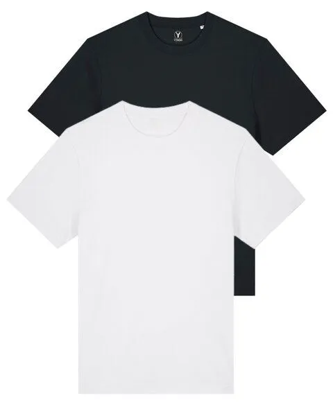 YTWOO YTWOO Doppelpack Unisex-T-Shirts aus schwerem Stoff | Bio-Baumwolle, Schwarz/weiß, – Produktbild 1 von 4