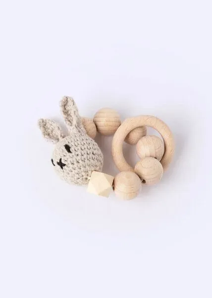 NoniKids Berlin Greifling Beißring Holz *Amigurumi Hase* Bio Baumwolle | NoniKids Berlin – Produktbild 2 von 2