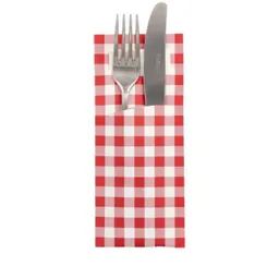 PAPSTAR PAPSTAR Einwegbesteck-Set 520 Bestecktaschen 20 cm x 8,5cm rot "Vichy Karo" inkl. Serviette – Produktbild 1 von 1