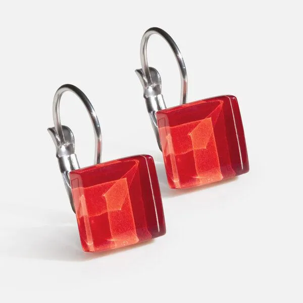 ALEXASCHA ALEXASCHA Geometrische Ohrringe hängend aus Glas | PUREFORM, Kirschrot, – Produktbild 1 von 5