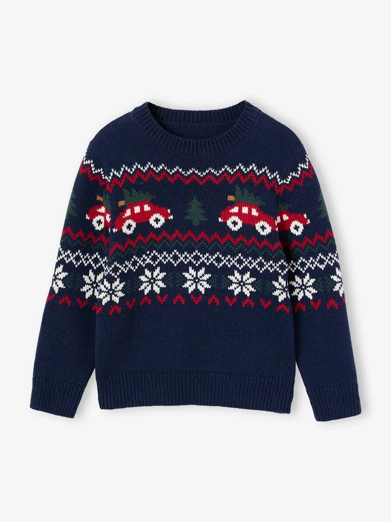 Vertbaudet Vertbaudet Pullover mit Weihnachts-Jacquard Jungen, Marine, – Produktbild 3 von 3