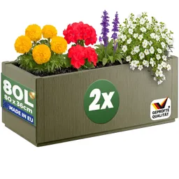 Casaria® Blumentopf Ethica 2er-Set Olivgrün Kunststoff 80x36x36cm – Produktbild 1 von 1