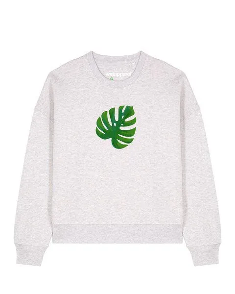 watapparel watapparel Sweatshirt Frauen Monstera 2.0, Cool heather grey, – Produktbild 1 von 2