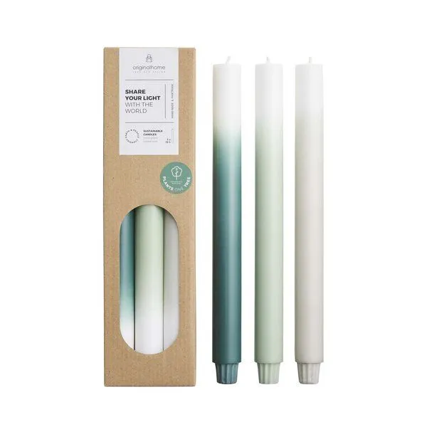 Originalhome Originalhome Farbverlaufskerzen für bewusste Geschenke S/3 - paraffinfrei & vegan, Meadow, – Produktbild 1 von 4