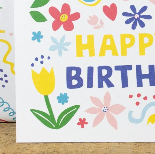 Bow & Hummingbird Bow & Hummingbird Postkarte Happy Birthday (Flowers) – Produktbild 2 von 2