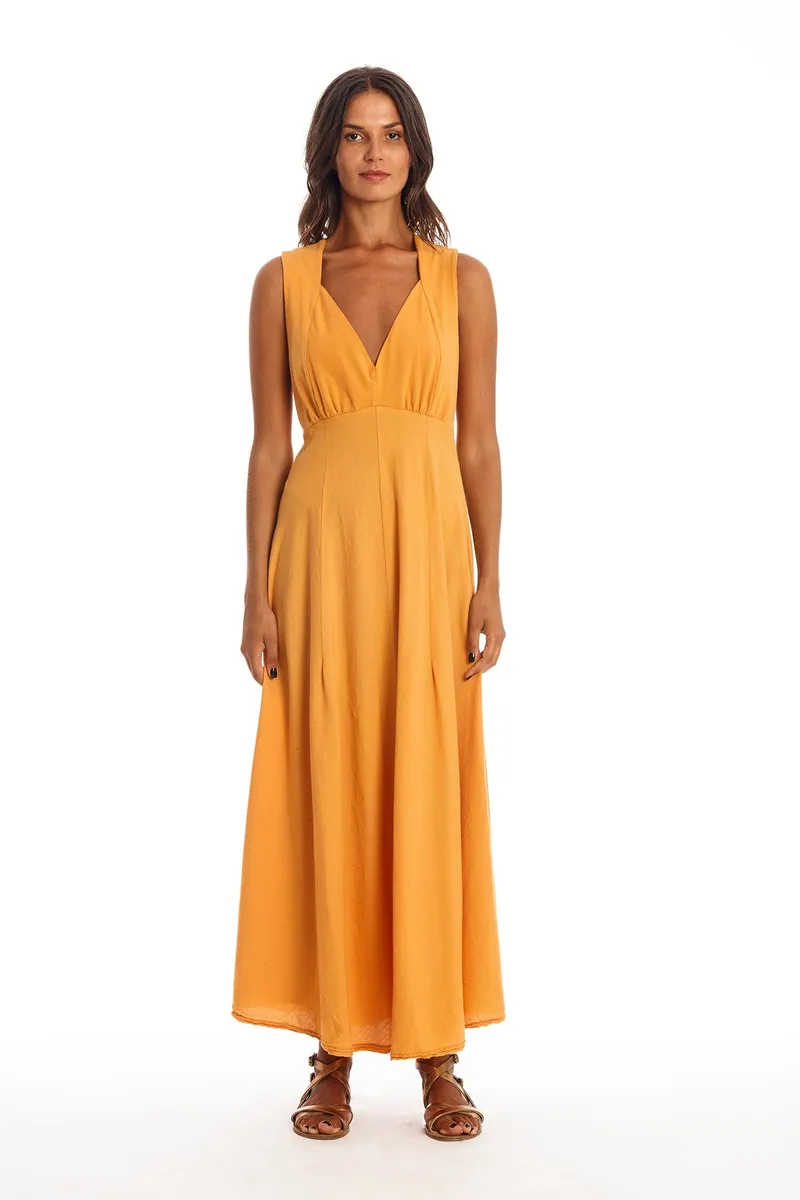 RAVENS VIEW IBIZA RAVENS VIEW IBIZA Damen vegan Kleid Wien Gold Sand Gelb, Dunkelgelb, – Produktbild 2 von 2