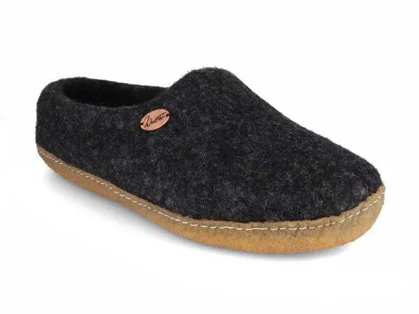WoolFit WoolFit Barfuß-Hausschuhe handgemacht mit Naturgummisohle für Damen und Herren, Graphit, – Produktbild 1 von 4