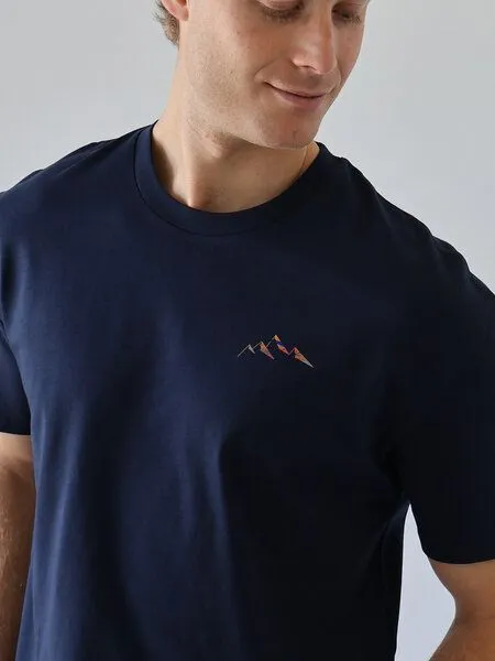 Kultgut Kultgut Artdesign - Biofair - Klassik Shirt / Little Mountain Landscape, Dunkelblau, – Produktbild 3 von 4