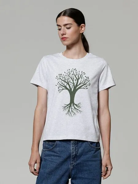 watapparel watapparel T-Shirt Frauen Baum, Cool heather grey, – Produktbild 2 von 4