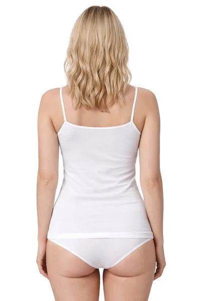 Haasis Bodywear Haasis Bodywear Damen Spaghetti Top, Glanzeinfass, 3er Pack, Bio Baumwolle, Weiss, – Produktbild 4 von 4