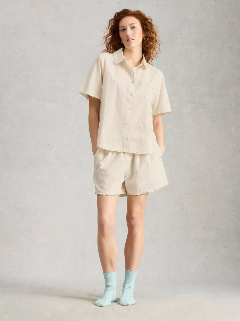 White Stuff Pyjamatop Nelly mit kurzem Arm - XL, Elfenbein multi, – Produktbild 2 von 4