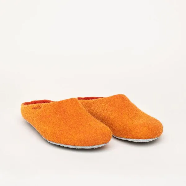 Magicfelt Magicfelt Filz-Hausschuh AP 701 aus 100% Merino-Wolle Pantoffeln für Damen & Herren mit Ledersohle, Orange, – Produktbild 1 von 4