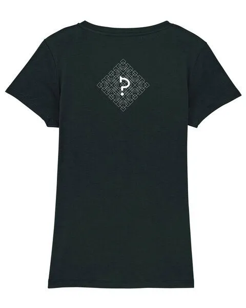 Human Family Human Family Bio Damen T-Shirt mit V-Ausschnitt "Evolution - Geo Questionmark", Schwarz, – Produktbild 2 von 3