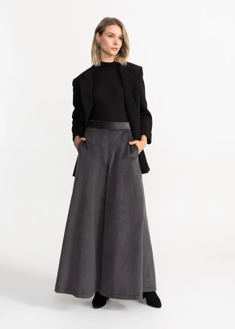 De IONESCU De IONESCU Damen vegan Hose Palazzo Cord, Hellgrau, – Produktbild 1 von 2