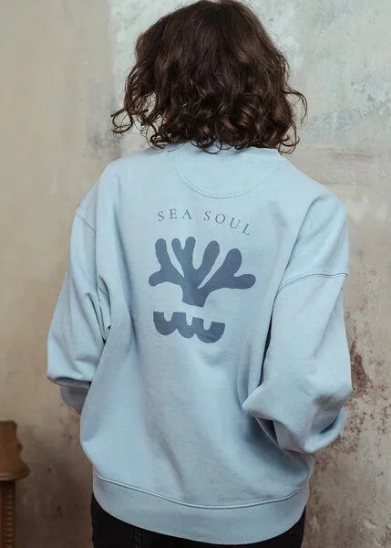 Kultgut Kultgut Artdesign- Biofair- Vintagelook Pulloversweater / Sea Soul, Hellblau, – Produktbild 1 von 4