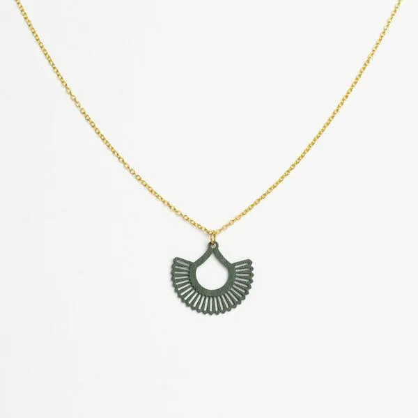 feinformart feinformart Kette mit Holzanhänger 'Boho', Moosgrün (grün), – Produktbild 1 von 5