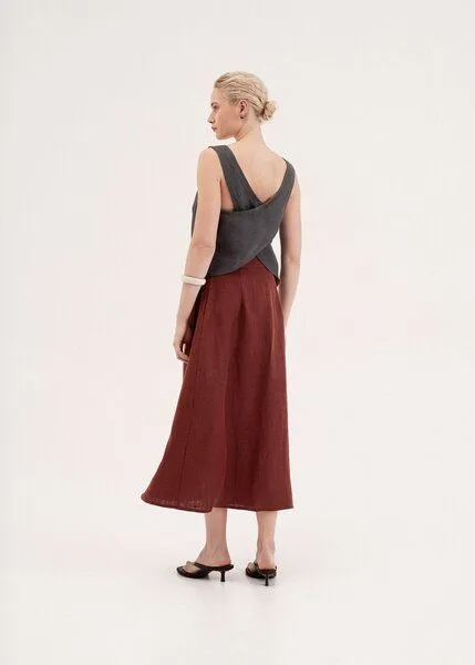 AmourLinen AmourLinen Schürzentop aus Leinen ELLA, Charcoal (schwarz), – Produktbild 2 von 4
